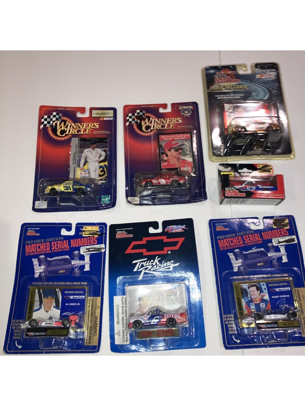 Lot of 7 VINTAGE MIX Racing Champions "Nascar Diecast Cars" (1:64) Scale NEW